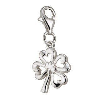 Silver Yellow Plated Leperchaun With Clover 21mm Shamrock Charm 